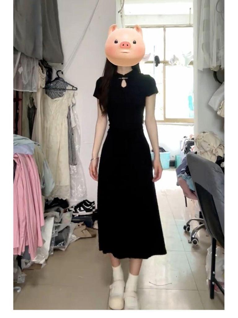 2025 Petite Black Cheongsam: Stylish Slimming Chinese-Style Summer Dress