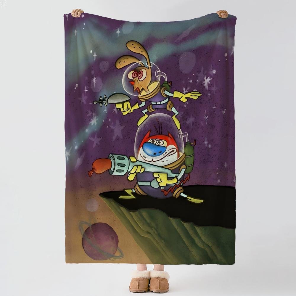 TThe RRen Stimpy Show Throw Soft Warm Flannel Blanket Multiuse Throw for Bed Sofa Office Air Conditioning Nap Blanket