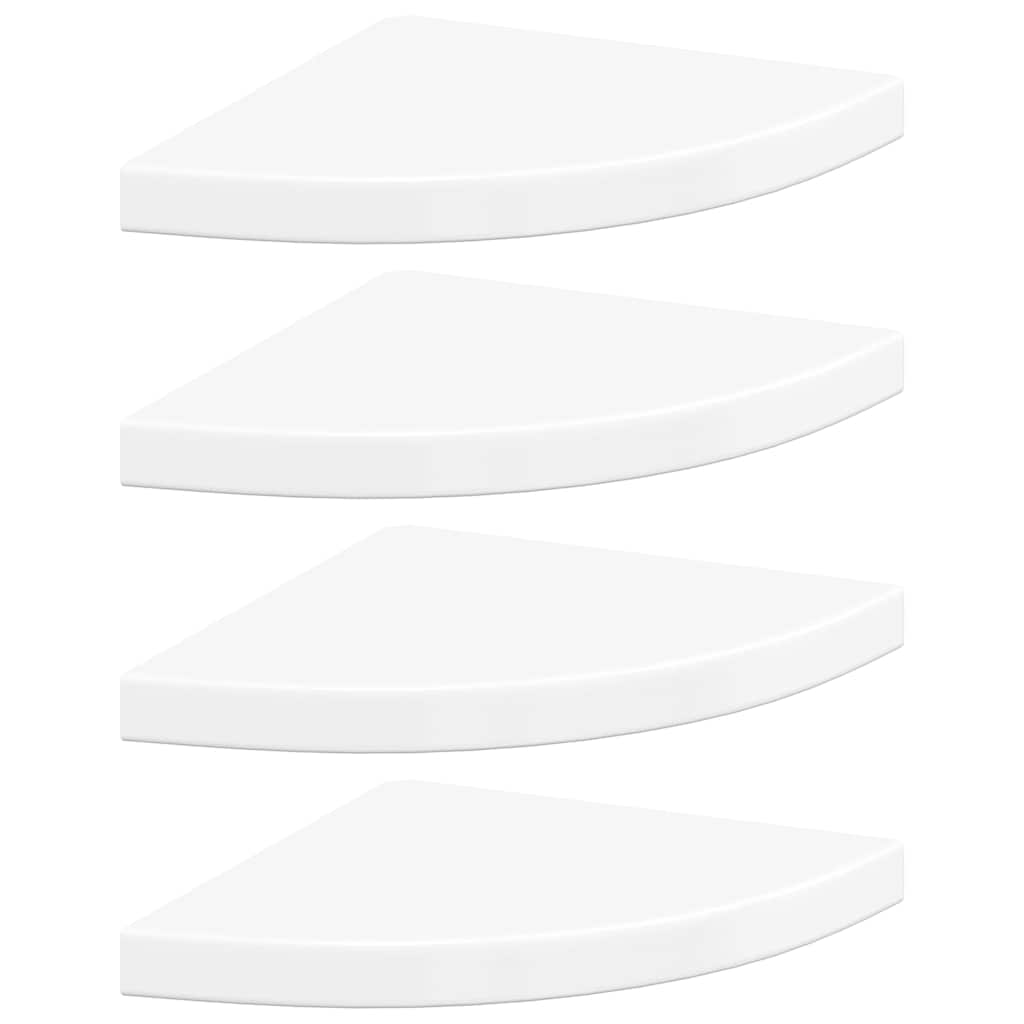 Corner Floating Shelves Set of 4 High Gloss White 35 x 35 x 3.8 cm MDF