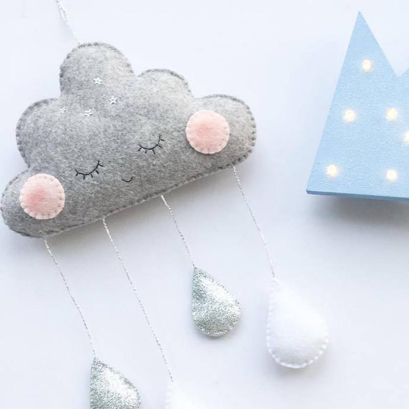 New Nordic Style Felt Cloud With Face Kids Room Decoration Cloud Scandinavian Style Children Room Decor Nordic Decoration For Ro