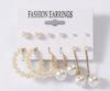 European & American Retro Geometric Hammered Textured Earrings 6-Piece Set: Creative Heart Diamond Stud & Alloy Earrings