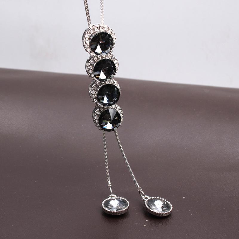 Women Snake Chain Pendant Necklaces Sweater Chain Crystal Long Tassel Necklace Accessories