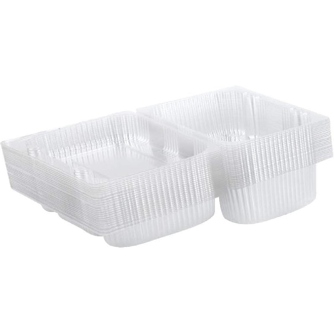 Mumusuki 25 PCS Plastic Box, Food Container Food Box Food Storage Containers Clamshell Hinged Box Takeout Food Container (22.5 * 12.7cm), 18.5*12.5cm