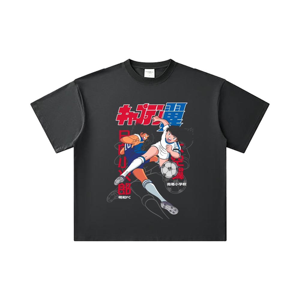 260 GSM Double Yarn 32 Count 100% Cotton Captain Tsubasa V2 Print Unisex Heavy Cotton T Shirt