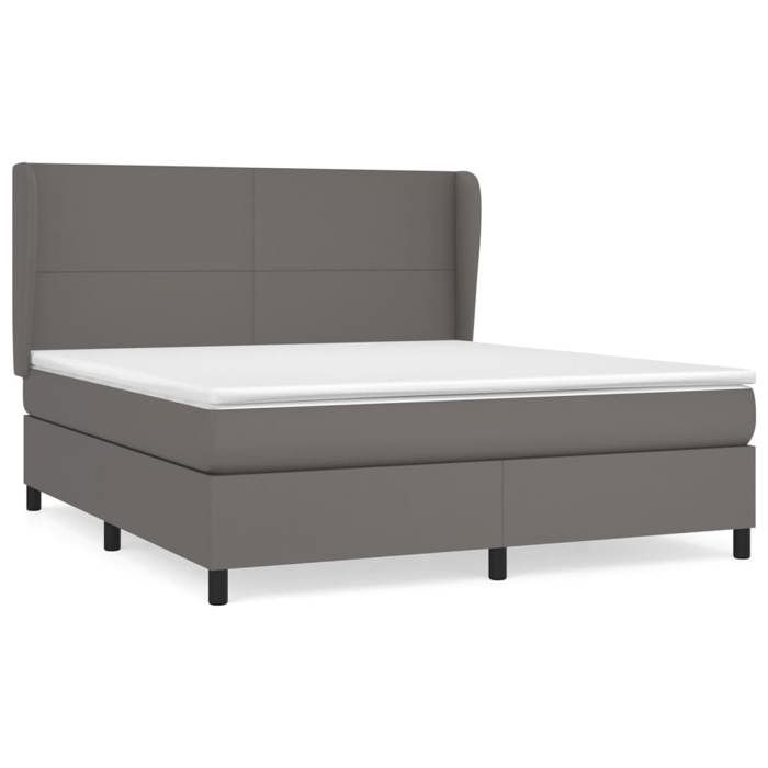 Maison Exclusive - Sommier à lattes de lit avec matelas Gris 180x200 cm Similicuir