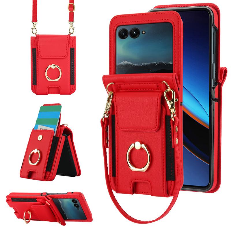 Samsung Z Flip7/6/5 Crossbody Protective Case with Card Slot & Folding Ring Stand