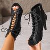 New Style Fashion Women's Ankle Latin Dance Shoes for Girls Soft Bottom Ballroom Shoes for Dancing Ladies High Heel Latino Shoes