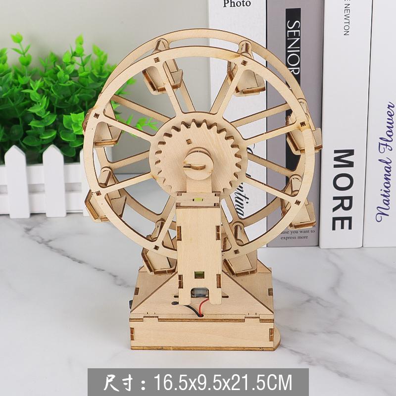 Drewniane DIY Trójwymiarowe Elektryczne Koło Młynarskie Puzzle Edukacyjne Zabawki dla Dzieci Model 3D Rękodzieło Prezenty Ozdoby P286