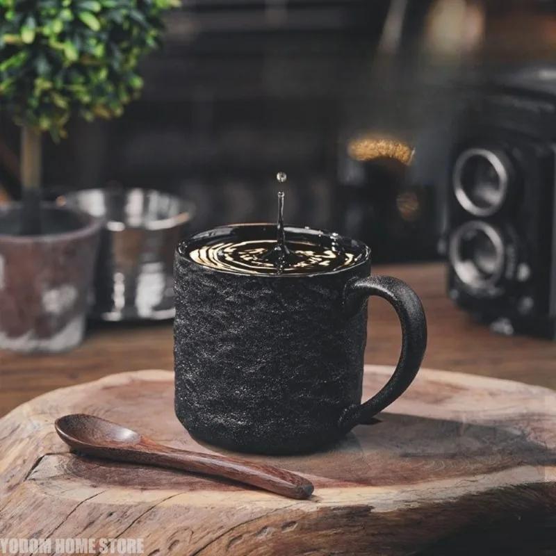 Japanese Vintage Rock-patterned Ceramic Coffee Cup Set High-value Couple Mugs High-end Office Water Cups