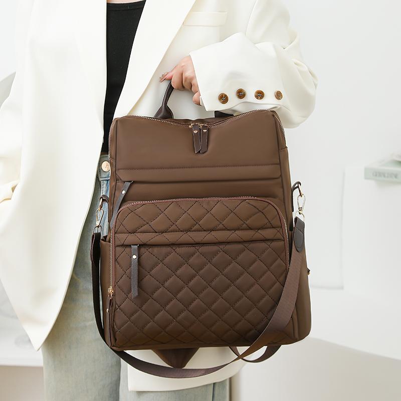 Rhomboid Embroidery Backpack Women's Backpack Large Capacity Water-repellent Travel Backpack