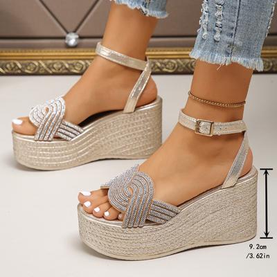Fashion Sandals for Women Shoes Summer Pumps Open Toe Ankle Buckle Strap Platform Wedge Woman High Heels Ladies Dress Shoes Size 36-43