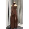 European American Women's Strapless Solid Color Backless Dress, Sexy High Slit Long Party Dress, New Fashion Casual Maxi Dress