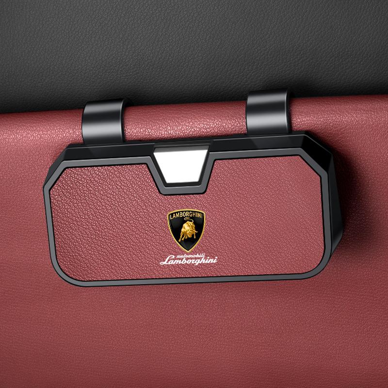 New Car Sun Visor Glasses Clip Pressing Switch Eyeglasses Holder Auto Headrest For Lamborghini Urus Huracan Aventador Premium