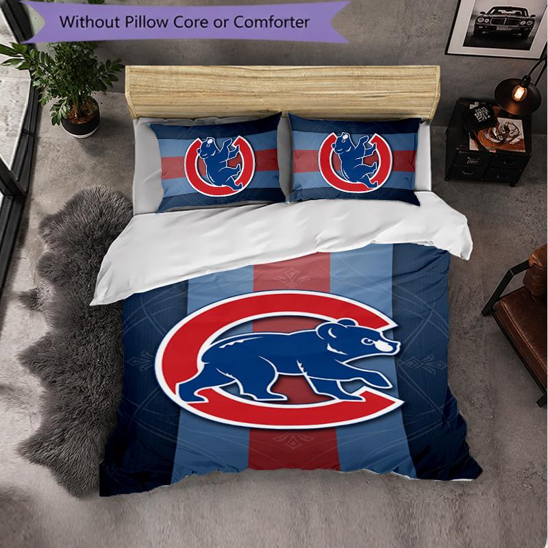 Set Biancheria da Letto 3 Pezzi in Microfibra con Fantasia Chicago Cubs Decorazione Copripiumino per Camera da Letto Uso Domestico