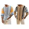 Suéter para Hombre Estampado a Rayas Cuello Redondo Tejido Media Manga Color a Juego Jersey Suelto Elástico Antiencogimiento Hombres Verano Otoño Primavera Suéter