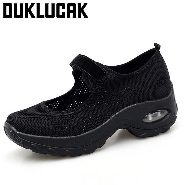 Damskie Sneakersy Letnie Siateczkowe Sportowe Damskie Buty Białe Tenisowe Sneakersy na Platformie Damskie Amortyzowane Wygodne Damskie Mokasyny