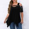 Damen-Top in Übergröße, kurzärmelig, lässig, mit Pailletten, hohl, T-Shirt, plissiert, fließend, Sommer-Tops