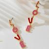A Pair of Personalized Pink Color 'love' Letter Pendant Earrings, Accessories Gift for Girlfriend's Valentine's Day Party