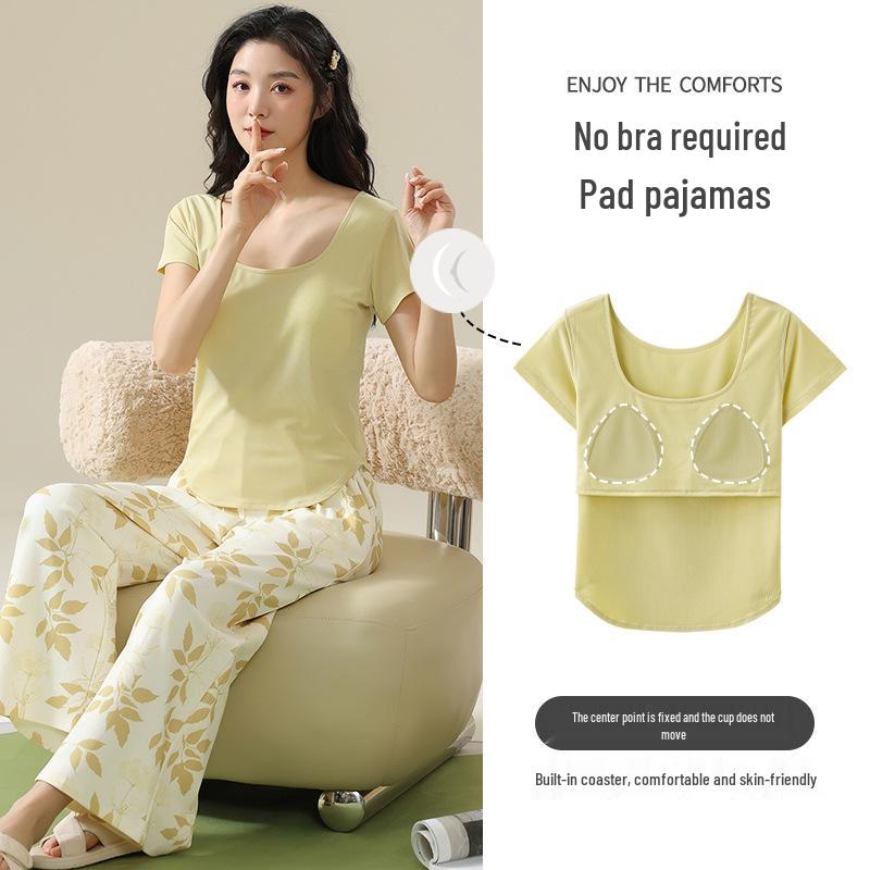 Women's Summer Modal Short Sleeve & Long Pants Fashionable Homewear Set