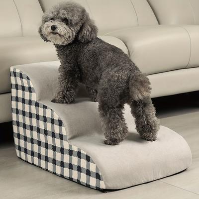 Rampa para Perros de Base Antideslizante Super Ancha de 2/3 Capas - Escalón para Mascotas, Adecuado para Perros Pequeños y Medianos con Diseño de Patrón de Rejilla, Escalón de Tela Suave