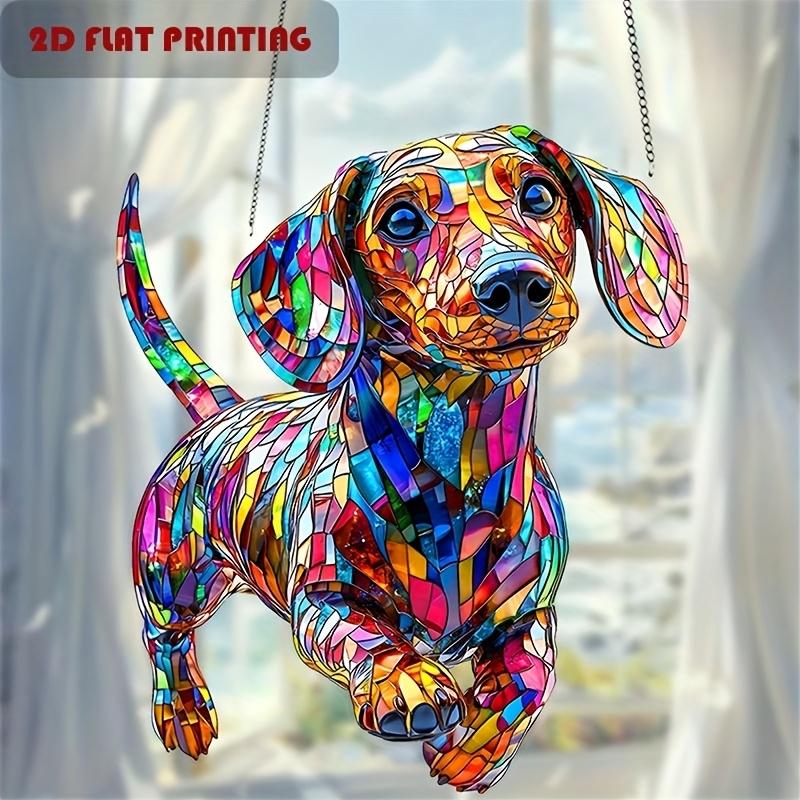 Colorful 2D Acrylic Maltese Poodle Sun Catcher Chihuahua Theme Window Decor Light Catcher Garden Family Sausage Dog Lover Gift