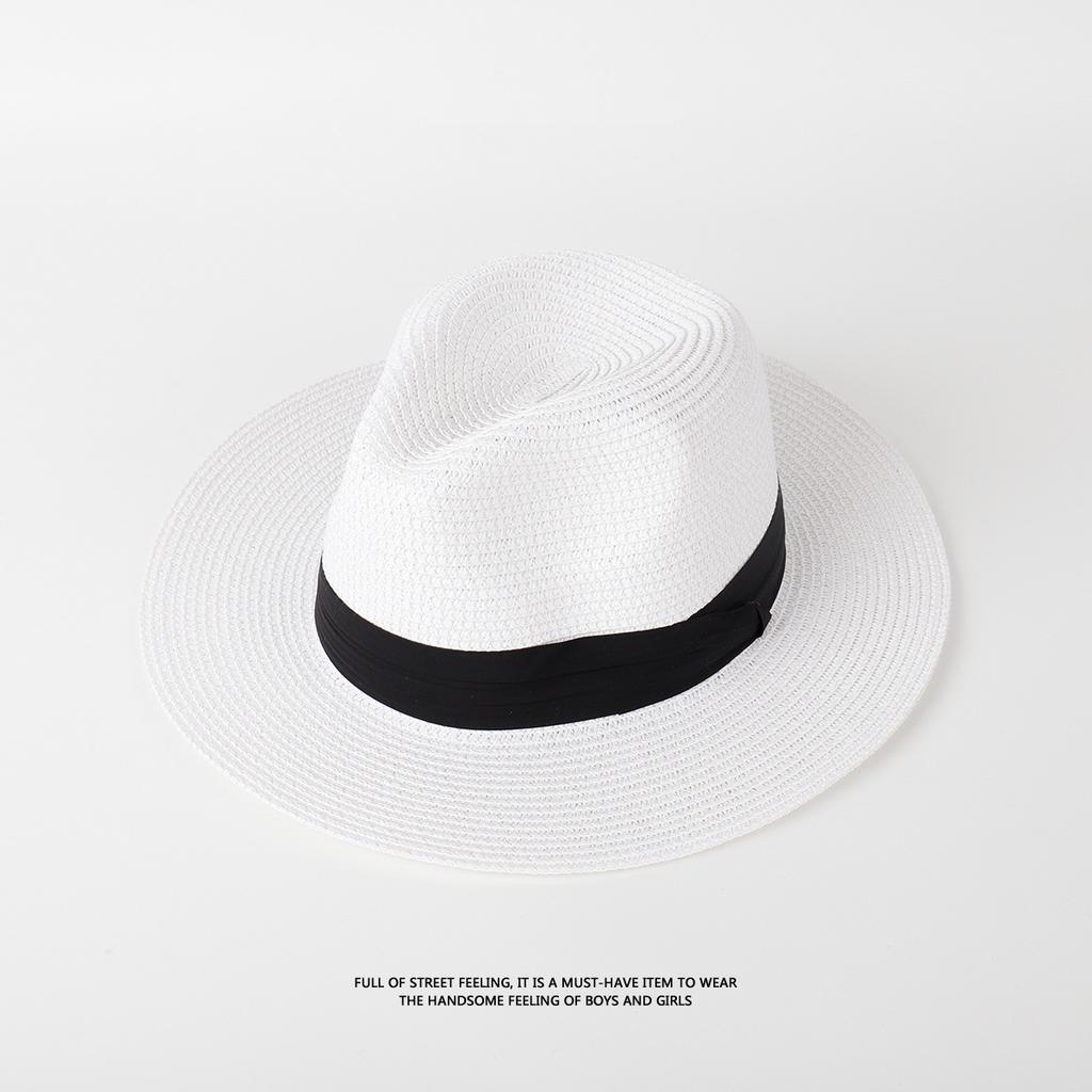 Panama straw hat women's summer sun protection visor men's summer seaside sun hat travel team building beach hat