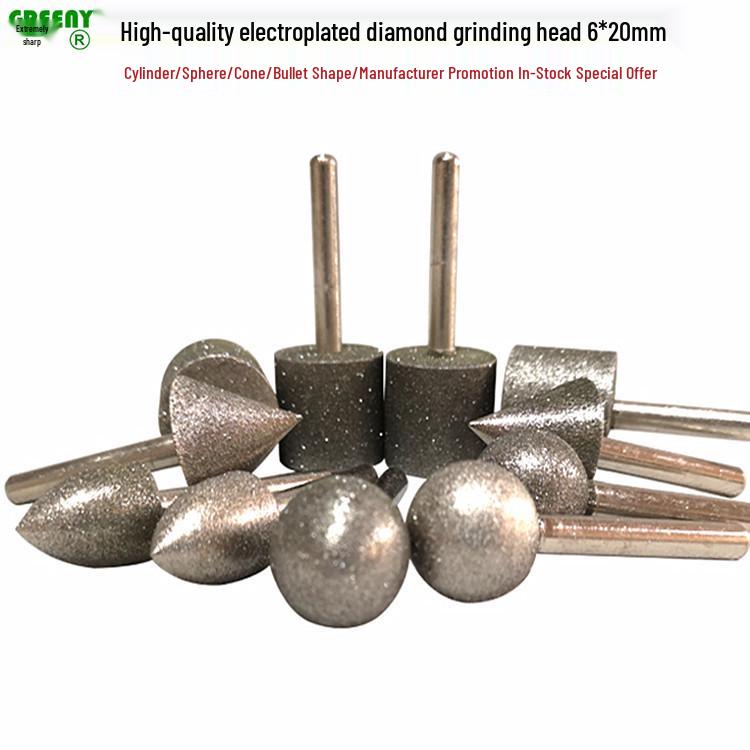 Alloy Diamond Grinding Head 6x20 - Stone Carving & Polishing Electroplating Heads for Electric Grinders