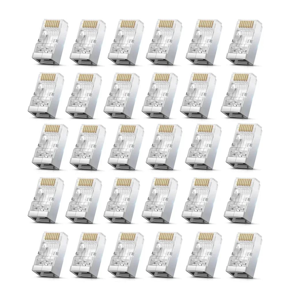 50/100 Stück Cat6 Cat5e RJ45 Geschirmter Stecker Modulare Stecker Kabel Netzwerkstecker Vergoldete Ethernet PC Hardware Kabeladapter