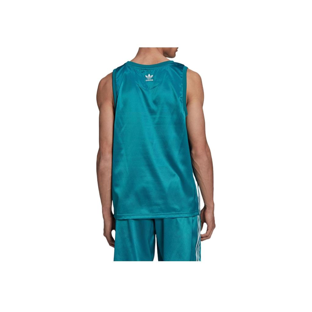 Adidas Originals Trefoil Embroidered Crew Neck Sleeveless Vest Men Tops Blue H11436
