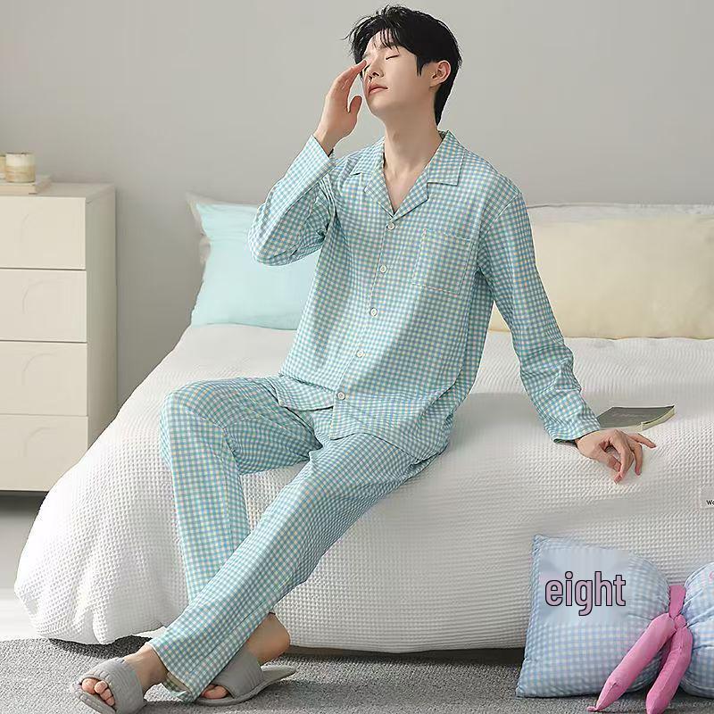 Men's Pure Cotton Long Sleeve & Pants Pajama Set for All Seasons