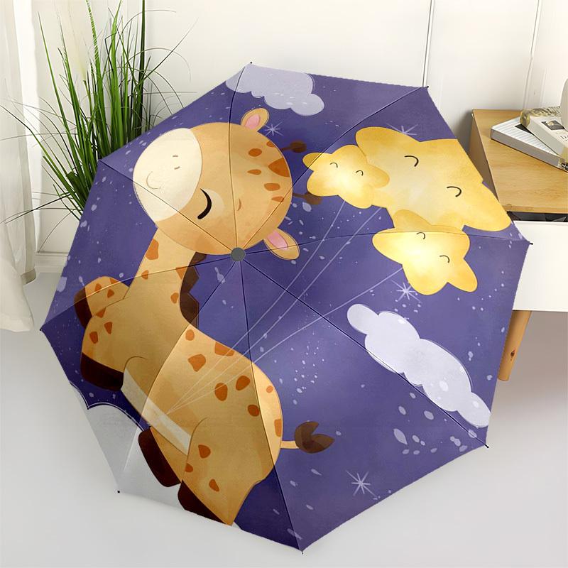 

Giraffe, Balloons Themed Automatic Opening and Closing Umbrella, Compact Travel Umbrella, Lightweight and Portable, Suitable for Beach Commu