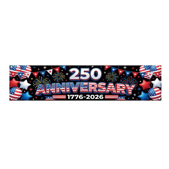 250th Anniversary Banner 6.5x1.5ft 250 Years of Freedom American Patriotic Decoration