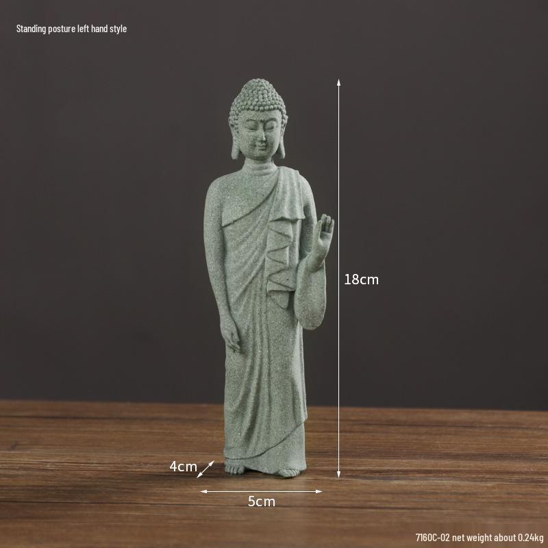 Porcelain Green Sandstone Buddha Ornament for Zen Fish Tank or Bonsai Display