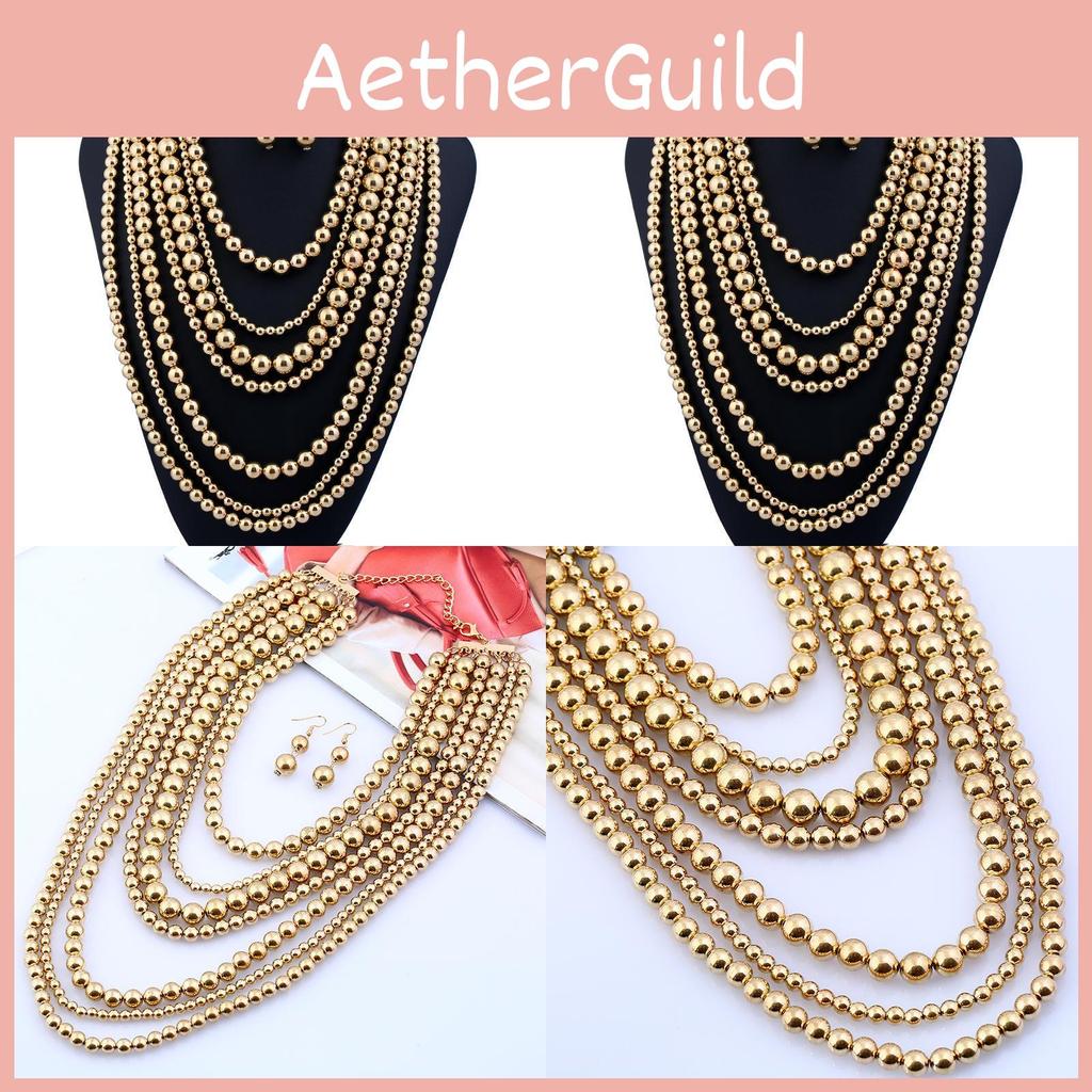 Beaded Exaggerated Gold Necklace With Multilayers For Women Fashion Accessory