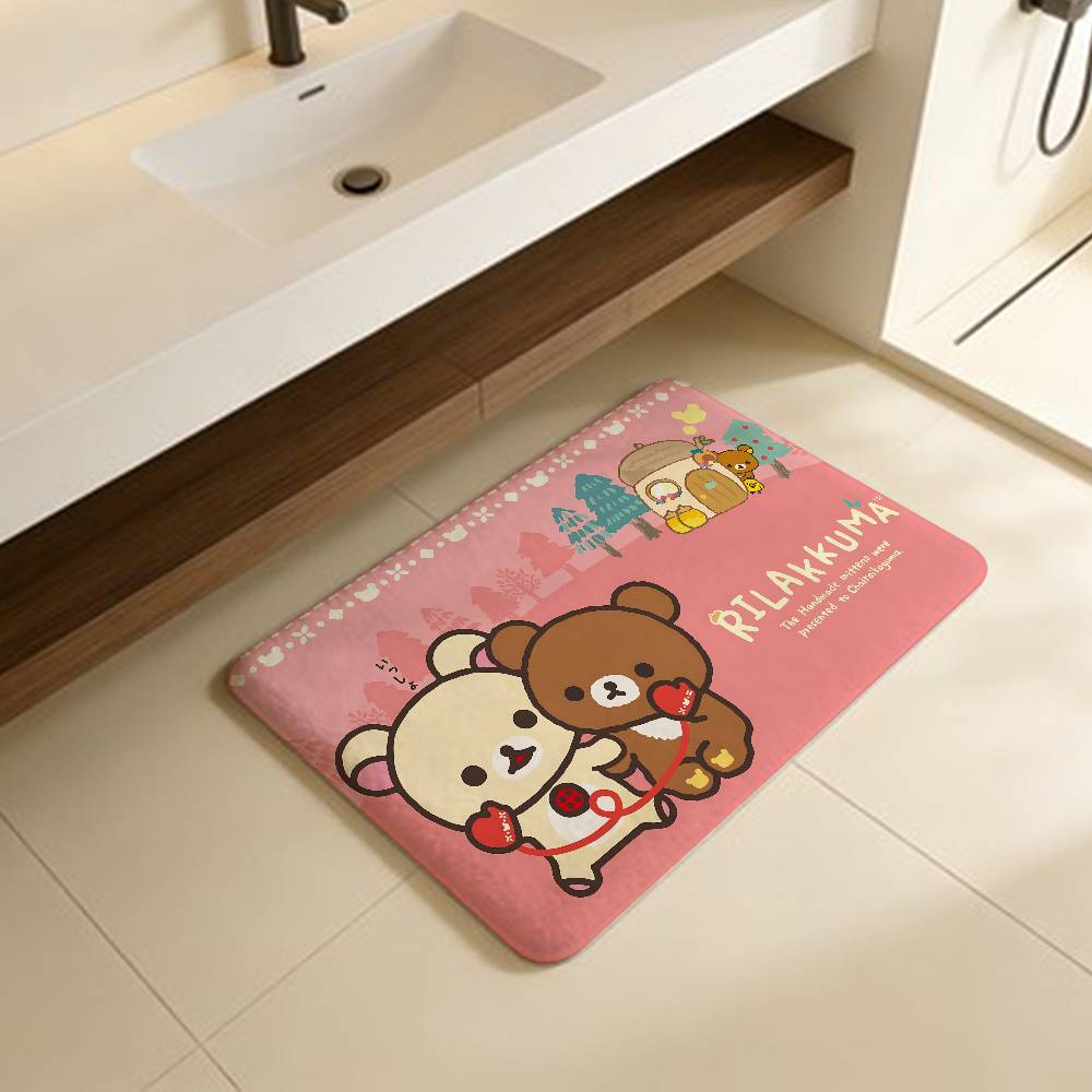 R-Rilakkuma Cartoon Anime Floor Mat Cheaper Anti-slip Modern Living Room Balcony Printed Bedside Mats