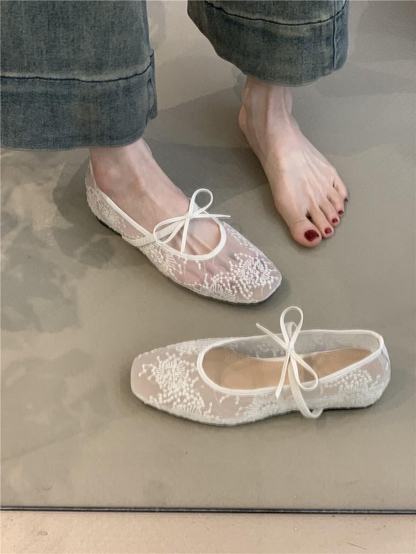 

Нежный сказочный ветер туфли Мэри Джейн весна 2025 французские элегантные полые кружева неглубокий внутренний вырез увеличивает высоту вечерние туфли 40 абрикосовый