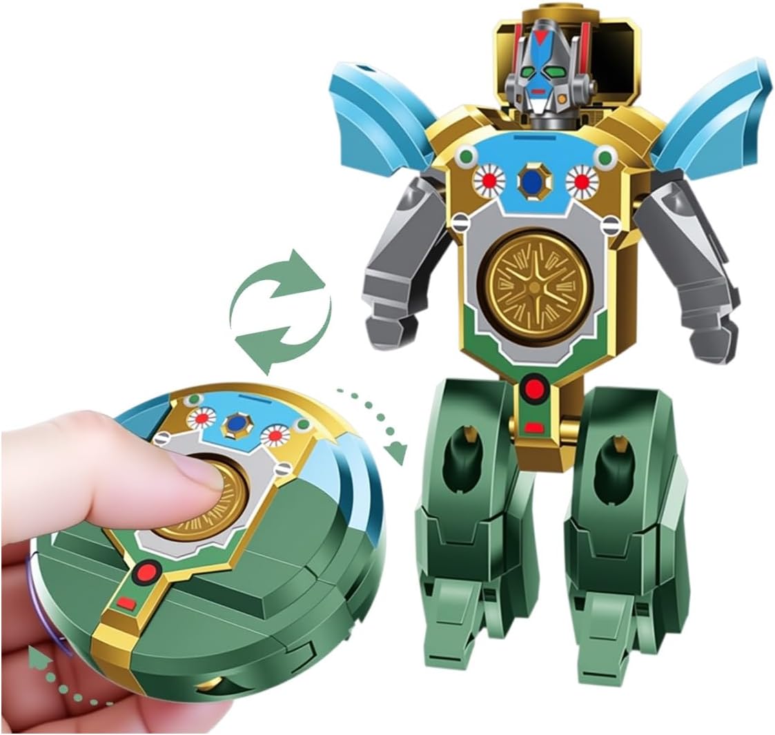 

2-in-1 Transformable Robot Fidget Spinner Toy, Sensory Stress Relief, Malleable Mini Robot Toy, Travel Toy, Cool Hand Spinner for Boys / Girls from 3+ зелёный