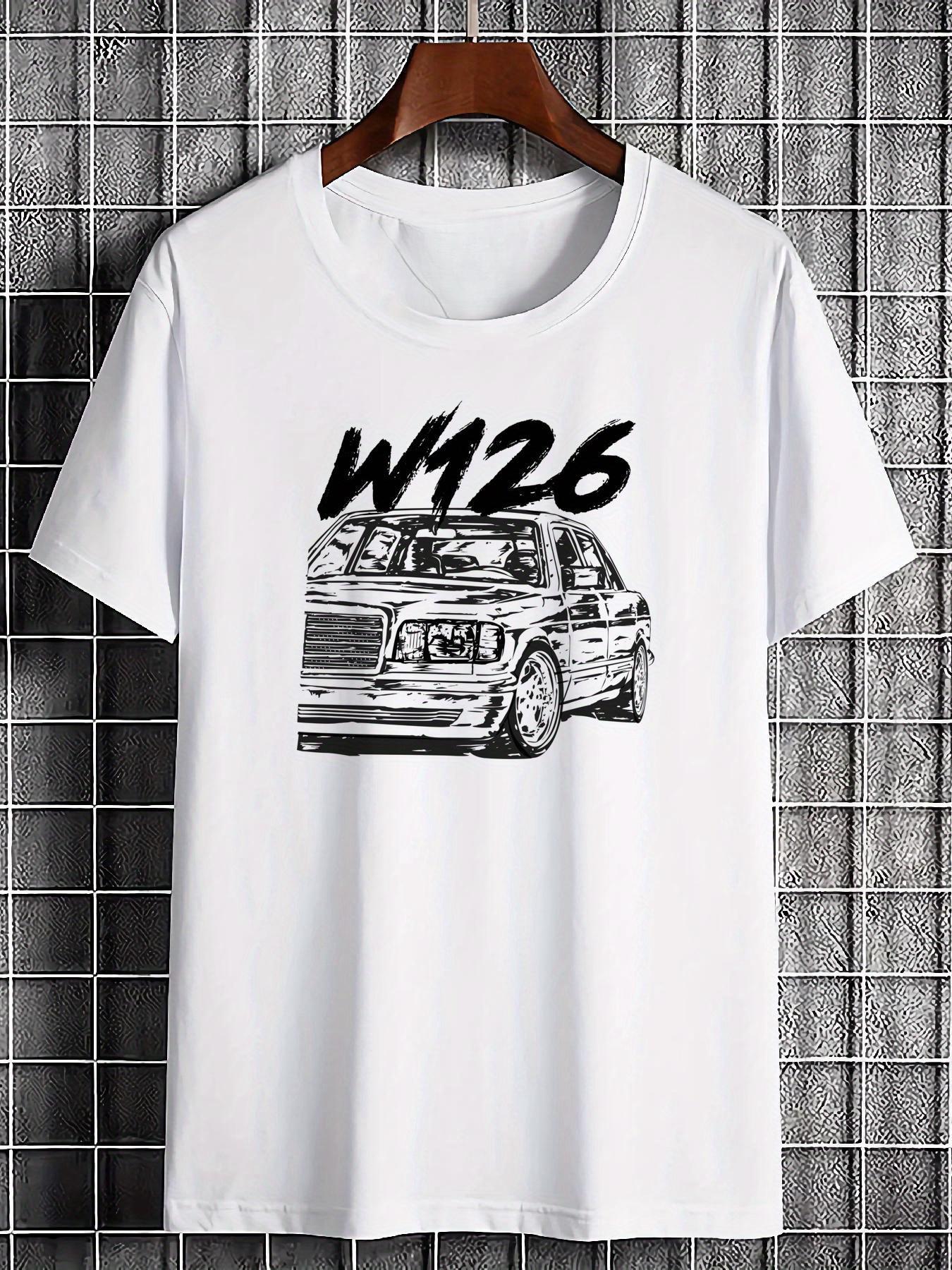 

W126 Inspired Unisex T-Shirt - White Vintage Car Logo & 126 Number Design XXL