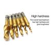 6Pcs HSS Screw Thread Metric Tap Drill Bits Titanium Plated Hex Shank M3 M4 M5 M6 M8 M10 for Hand Tools Screw Machine
