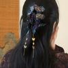 New Chinese Style Kniting Butterfly Hair Claws Women's Purple Long Flower Tassel Shark Grab Clips Vintage Hanfu Headpiece