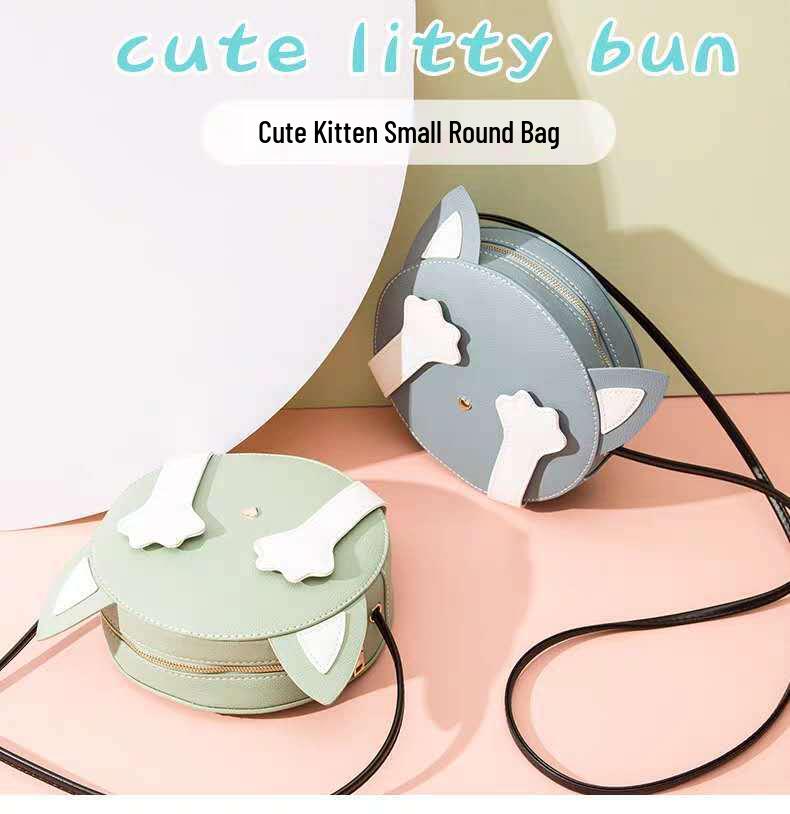 Korean Style Knitting Kit: DIY Crossbody Bag - Cute Student Fashion with Kitten Design