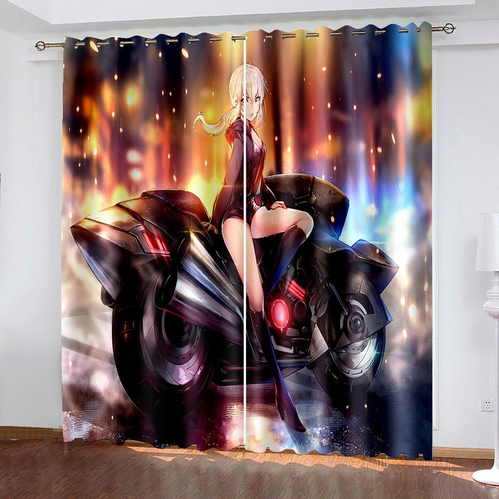 

Тканые шторы с принтом мультяшного мотоцикла, две независимые шторы слева и справа, затемняющие шторы для спальни 132cmx160cm