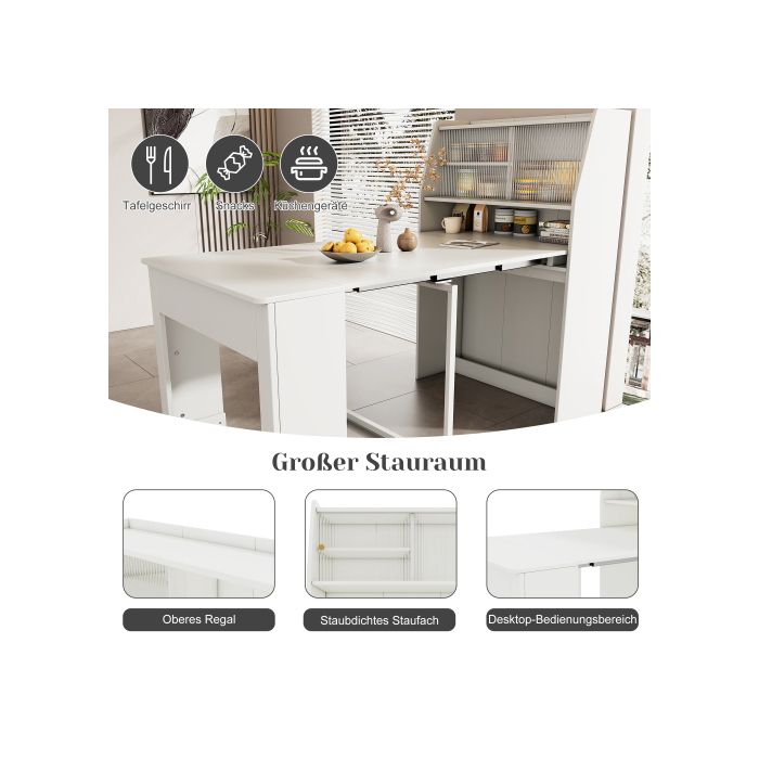 Table De Salle À Manger Extensible, L52/132.5*L80*H76 Cm, Table De Salle À Manger Multifonctionnelle À Faible Encombrement, Blanc