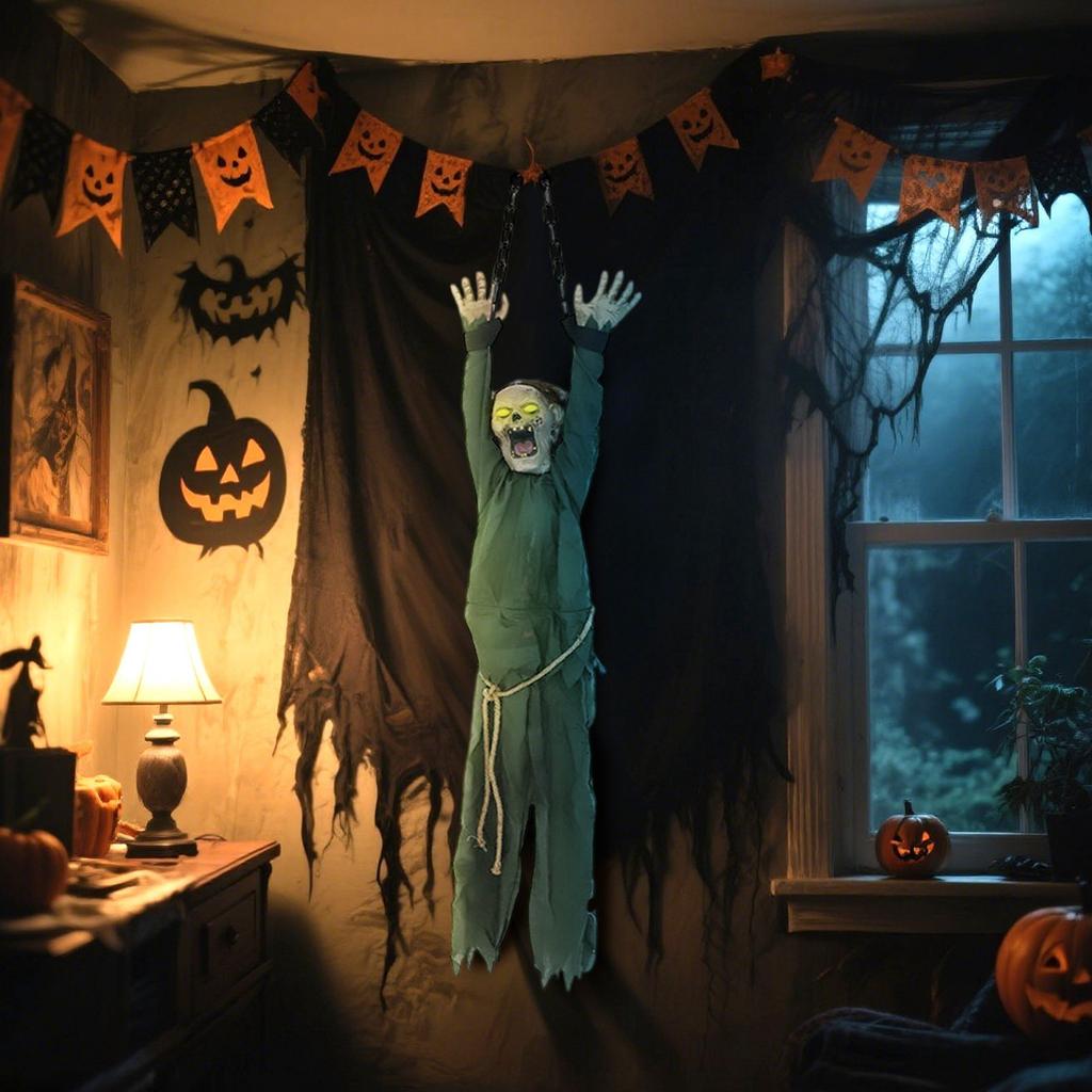 Halloween Decorations, Hanging, Electric Luminous Pendants, Terrifying Pendants(Excluding Battery)