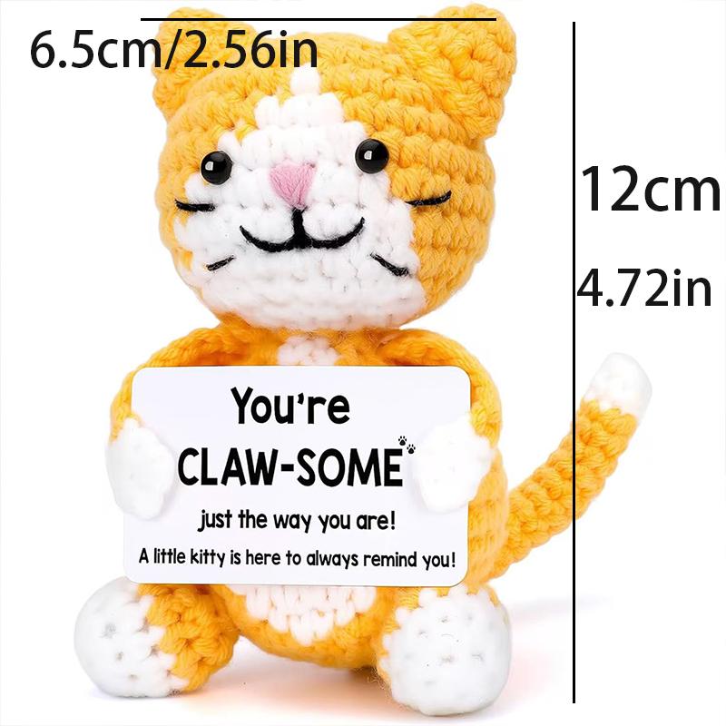 Crochet Dog Cat Small Funny Gifts for Women Men Girls Boys Birthday Christmas Ornament Desk Decor, Emotional Positive Support
