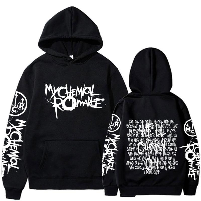 Double Sided Graphic Hoodies Streetwear Black Parade Punk Emo Rock Pullover Men's Women Hooded Sweatshirts