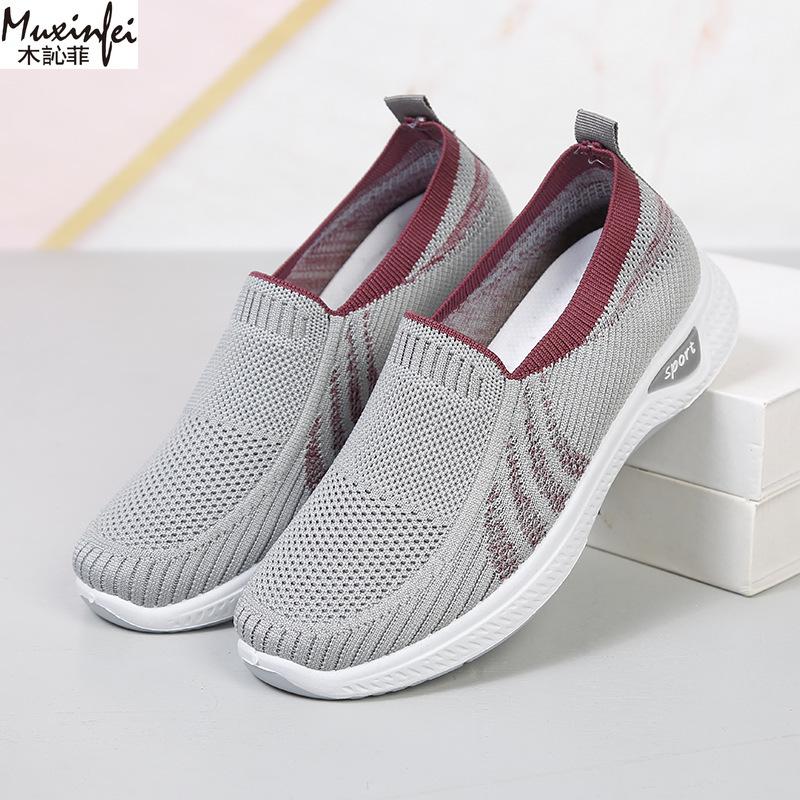 Sommer Stoffschuhe für Damen Ein Fuß Mesh Atmungsaktiv Flacher Boden für Damen Lässige Einzelne Schuhe für Damen Günstige Schuhe Ausverkauf