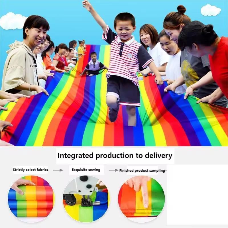 Parent child interactive games Sensory training Rainbow Slippery Cloth Outdoor competition games Fun games Sports activities
