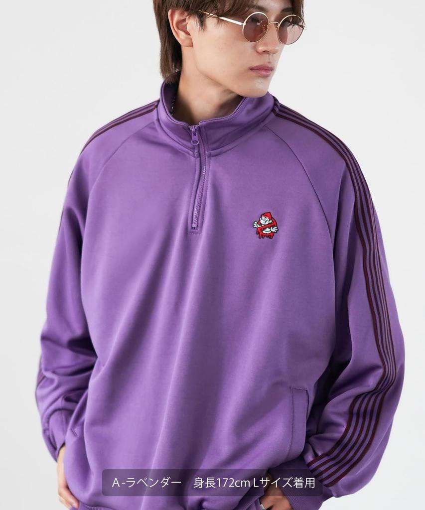 [IMPROVES] [SIDEWAYSTANCE] Embroidered One-Point Line Jersey Long Sleeve Half-Zip Jacket