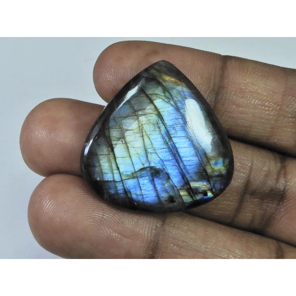 42Cts. Natural Purple Flash Labradorite Pear Cabochon Gemstone 30X31X05 MM B-301